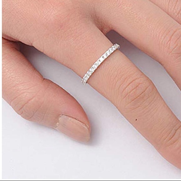 14k gold plated over sterling silver CZ band - Picture 1 of 2